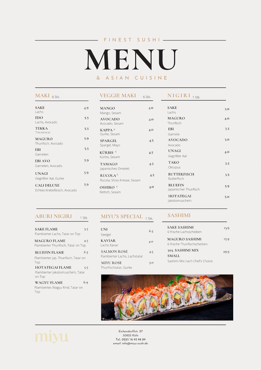 Menu Miyu - Finest Sushi & Asian Cuisine - Koln-2