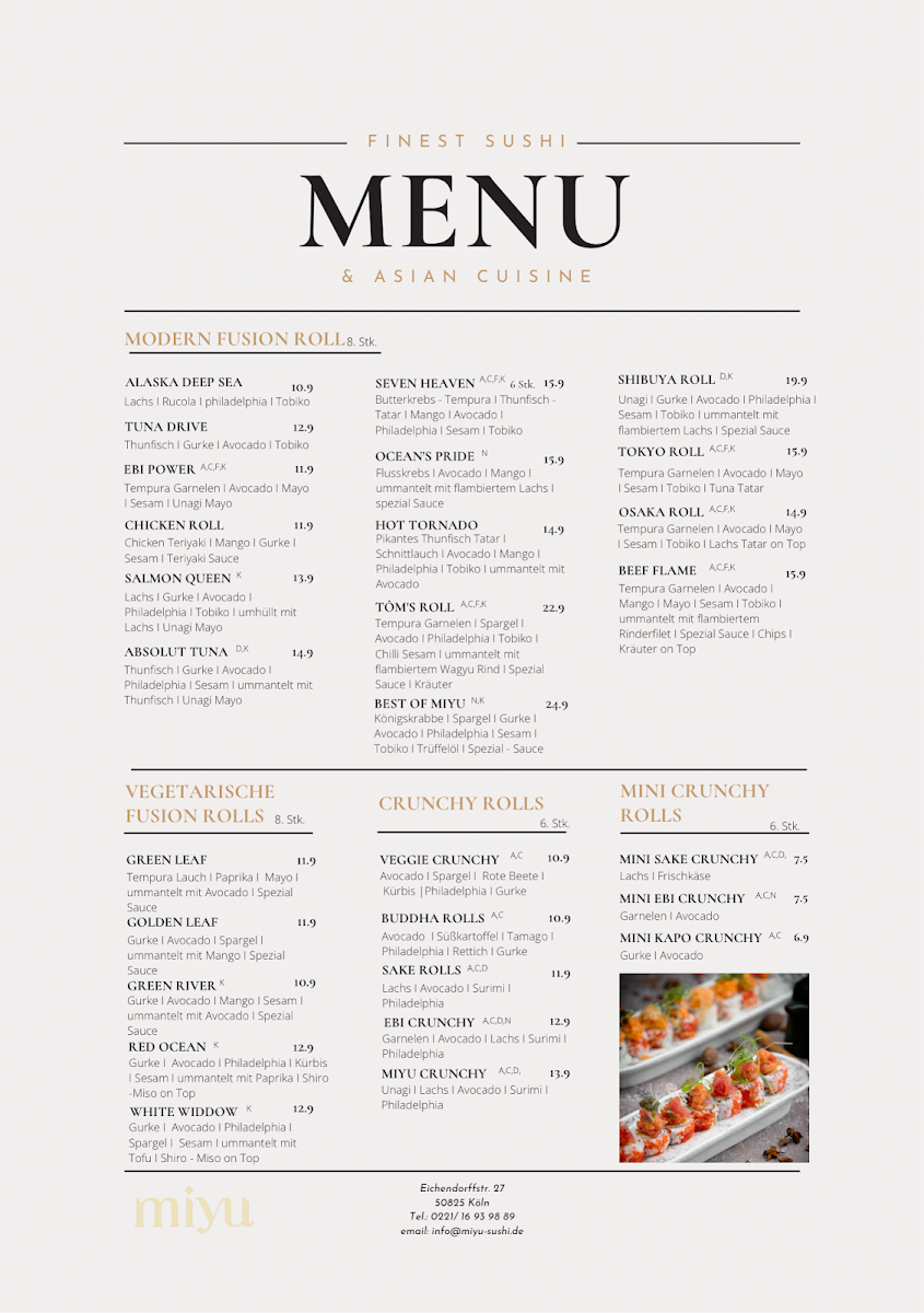 Menu Miyu - Finest Sushi & Asian Cuisine - Koln-6