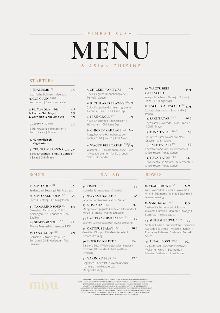 Menu Miyu - Finest Sushi & Asian Cuisine - Koln-7